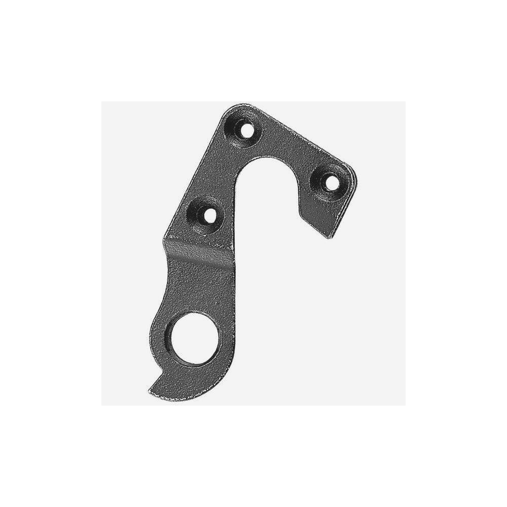 Black alloy M Part gear hanger for bikes, compatible with various brands, one size fits most, durable bike component.