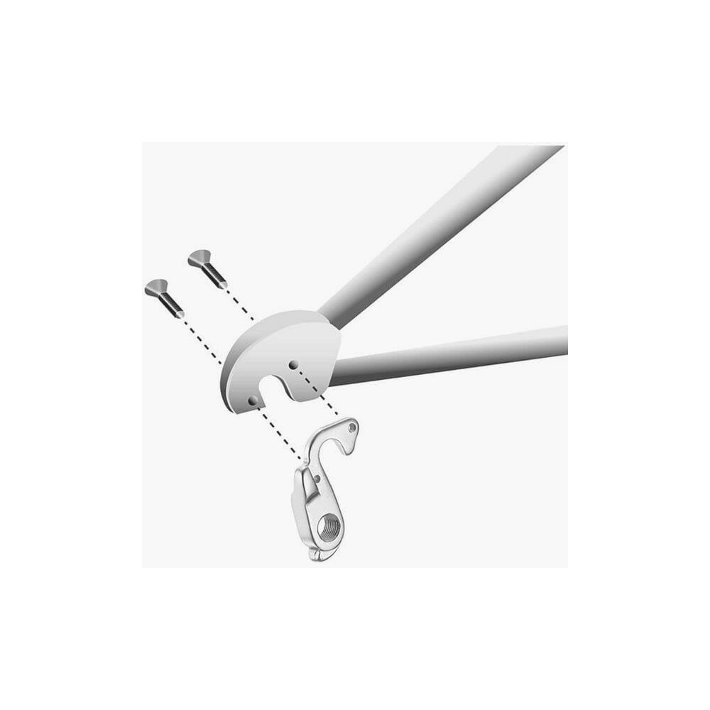 M Part Trek Gear Hanger for bike frame protection and derailleur alignment, showcasing the durable component with mounting holes.