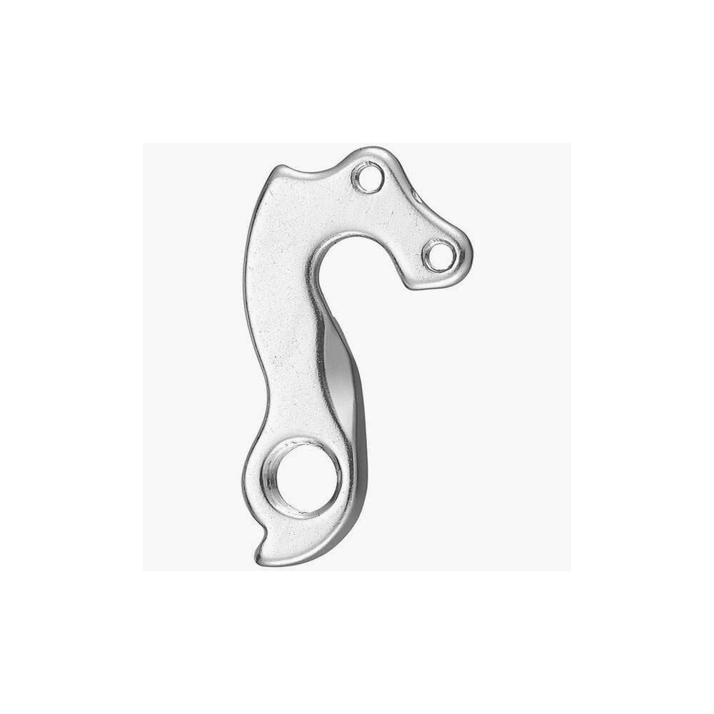 Durable M Part gear hanger for bikes, compatible with various brands, replacement bike component, silver metal part.