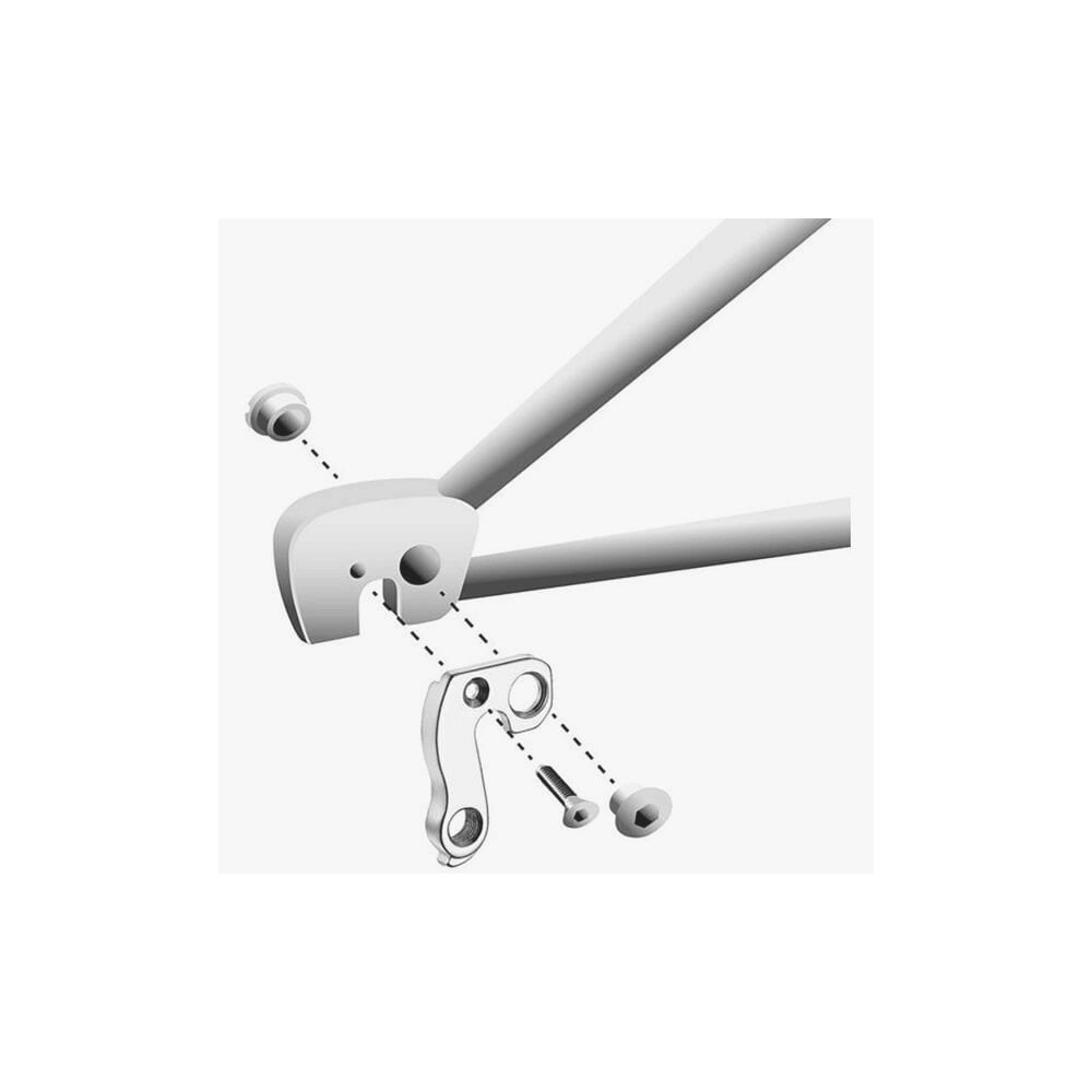 M Part gear hanger for bike frames, durable bike component compatible with various bike brands, protects and supports gear shifting.