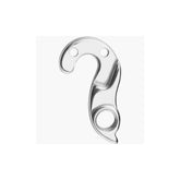 M Part gear hanger for bikes, large protective component for frame alignment and damage prevention, in a natural metal finish.