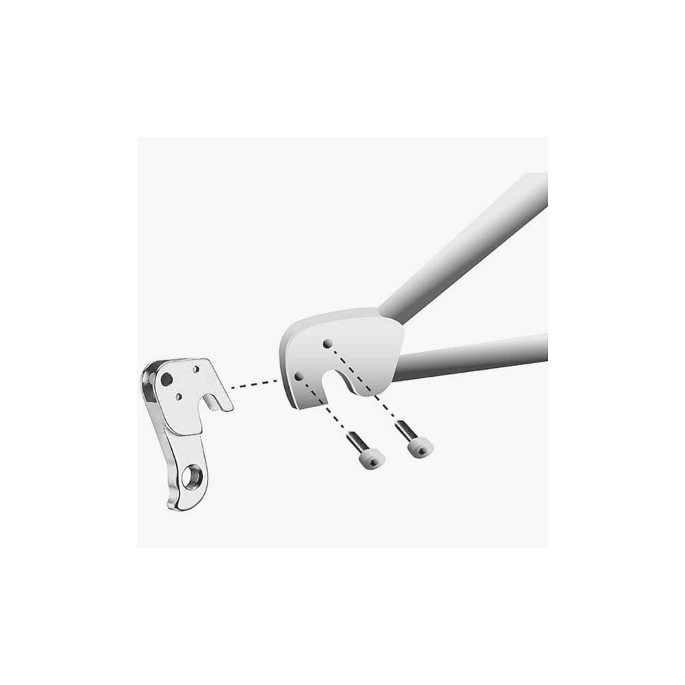 M Part gear hanger for Cannondale bikes, durable replacement bike component, mounted on bike frame in a natural setting.