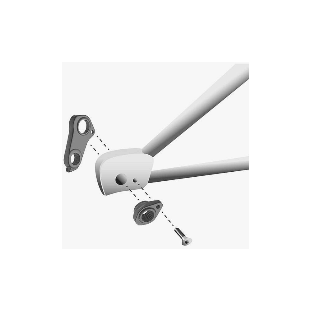 M Part Gear Hanger Giant with Axle Cap, durable bike frame protector component for Shimano bikes, shown mounted on bike frame.