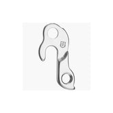 M Part gear hanger for Bianchi, Focus, Stevens bikes, replacement bicycle component, black metal gear hanger on a white background.