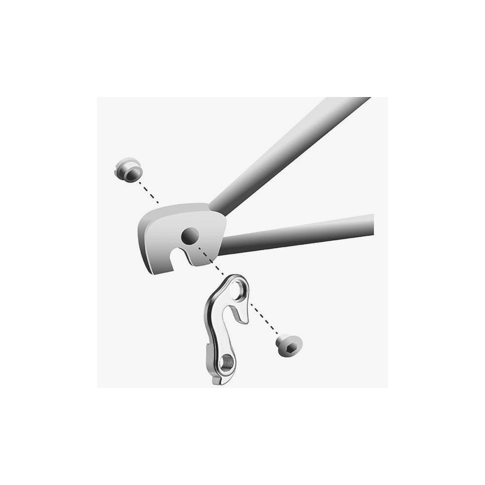 M Part Fuji gear hanger for bike frame protection and replacement, showing the metal component with mounting holes.