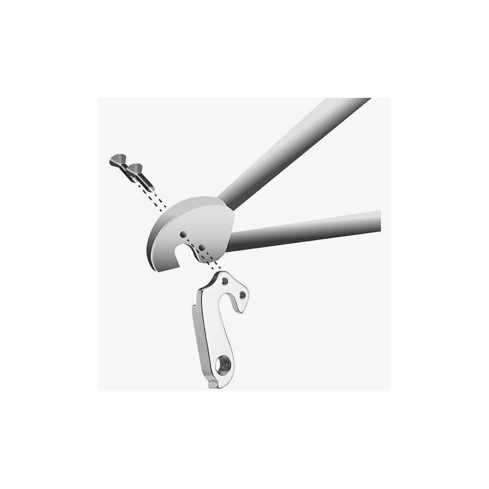 M Part gear hanger replacement component for Haibike and Bergamont bikes, durable bike gear hanger part in the image.