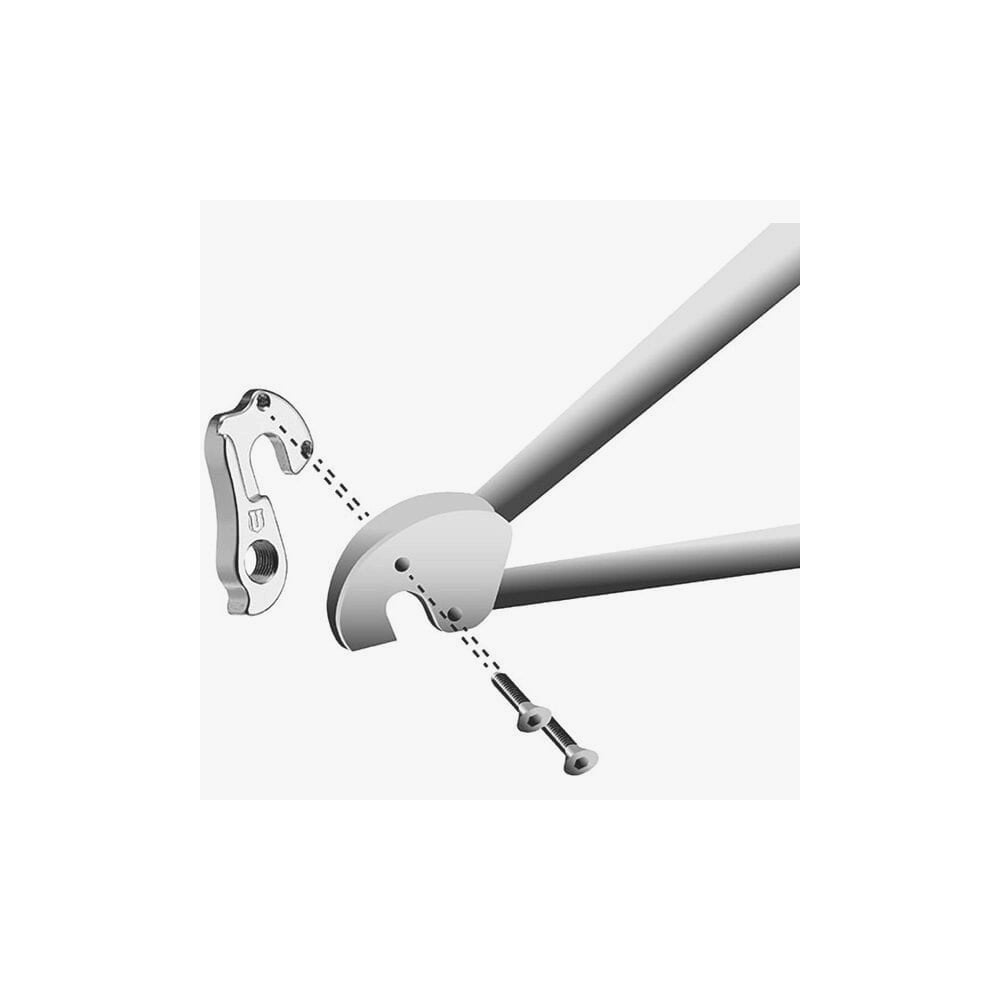 M Part Gear Hanger BH bike frame protection component, durable metal bike gear hanger mounted on a bicycle frame.