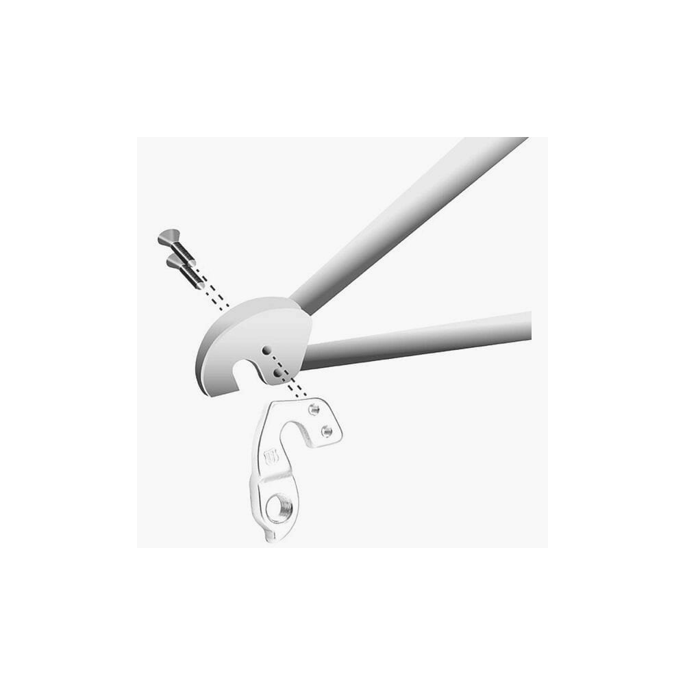 M Part gear hanger for bicycle frame protection and gear system, showing the durable component with mounting holes.