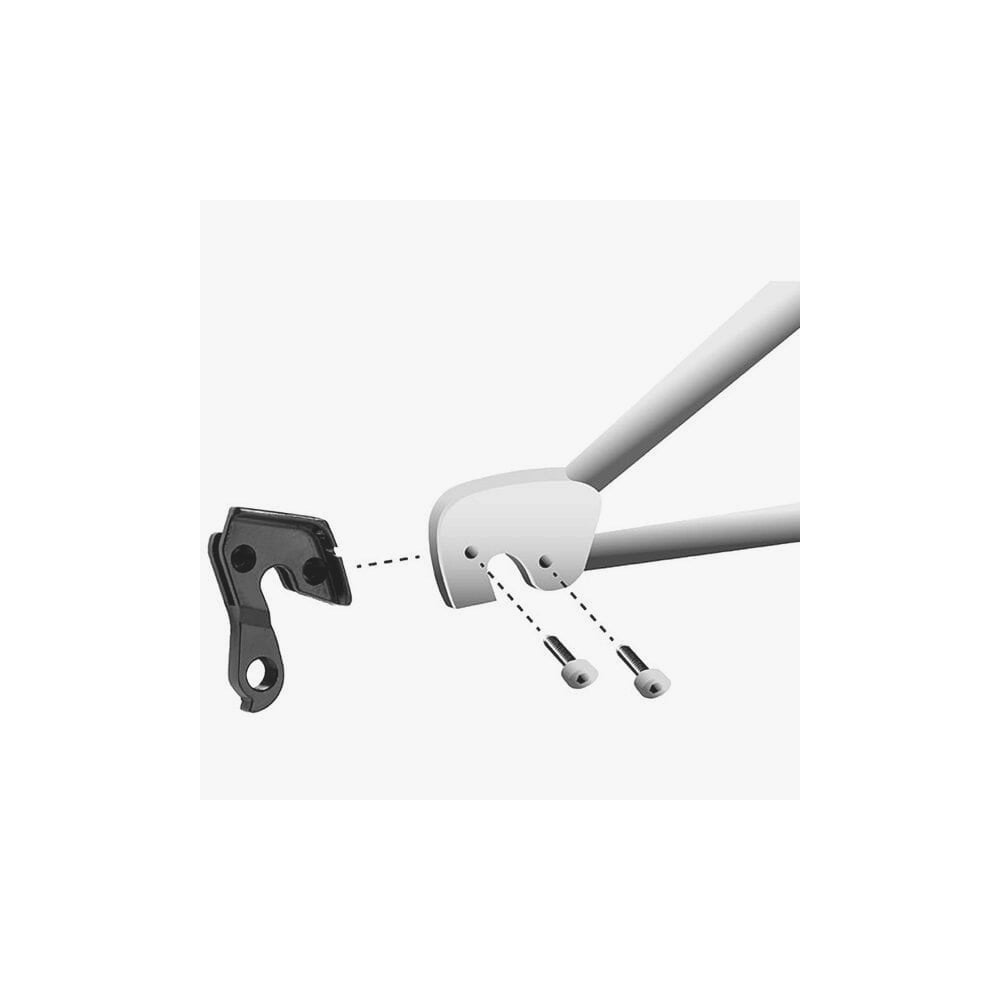Black alloy Bergamont gear hanger protector for bike frames, M Part brand, designed to prevent damage on bicycle components.