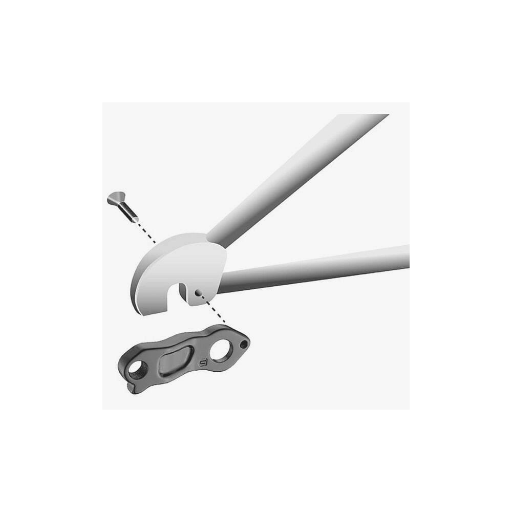 M Part gear hanger for bike frame protection and gear alignment, showcasing a durable component for bike maintenance.