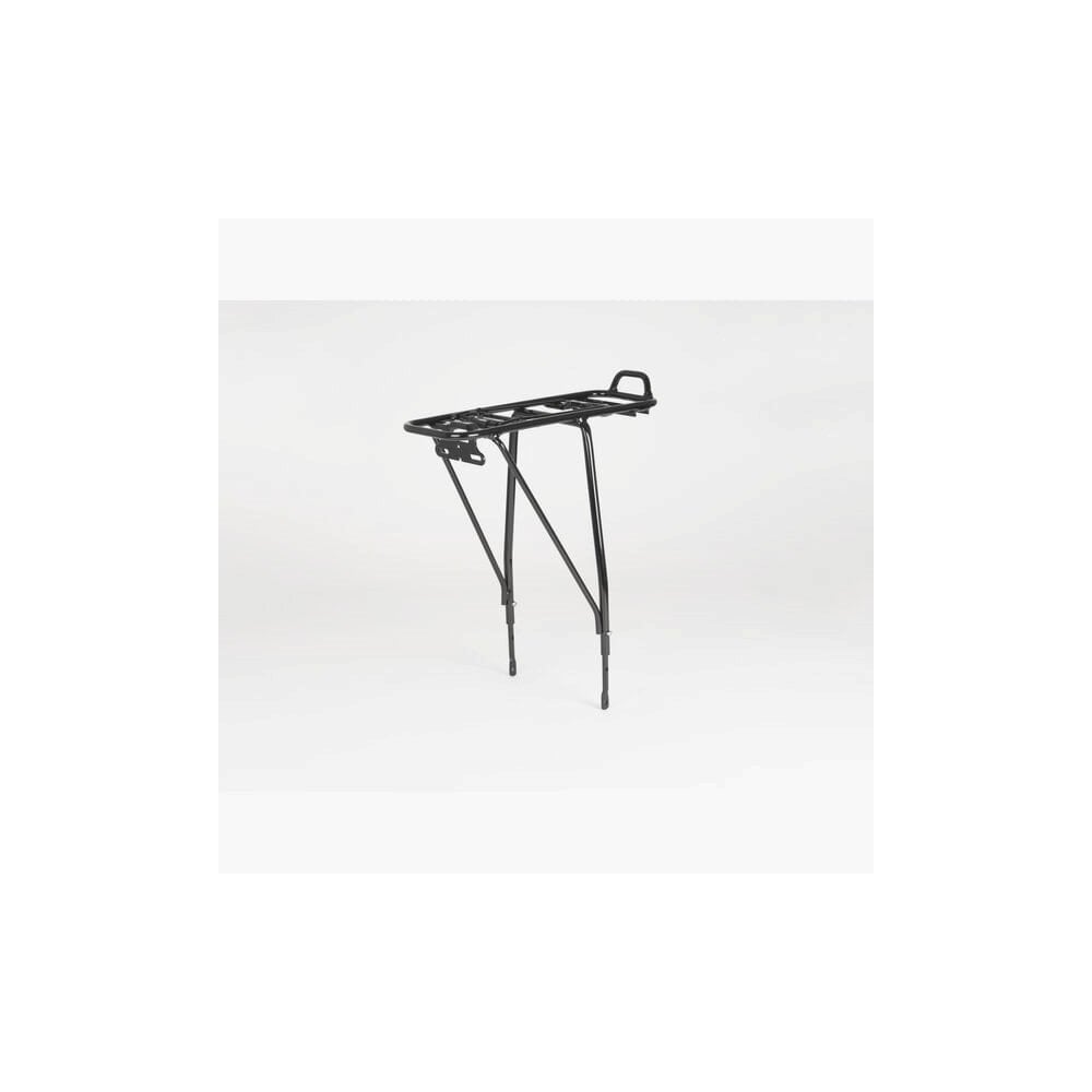 M Part City AVS adjustable rear disc brake pannier rack in black installed on bike with 24-29 inch wheels.