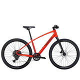 Trek Dual Sport 2 hybrid bike with Shimano 9-speed gears and hydraulic disc brakes, suitable for on and off-road riding.
