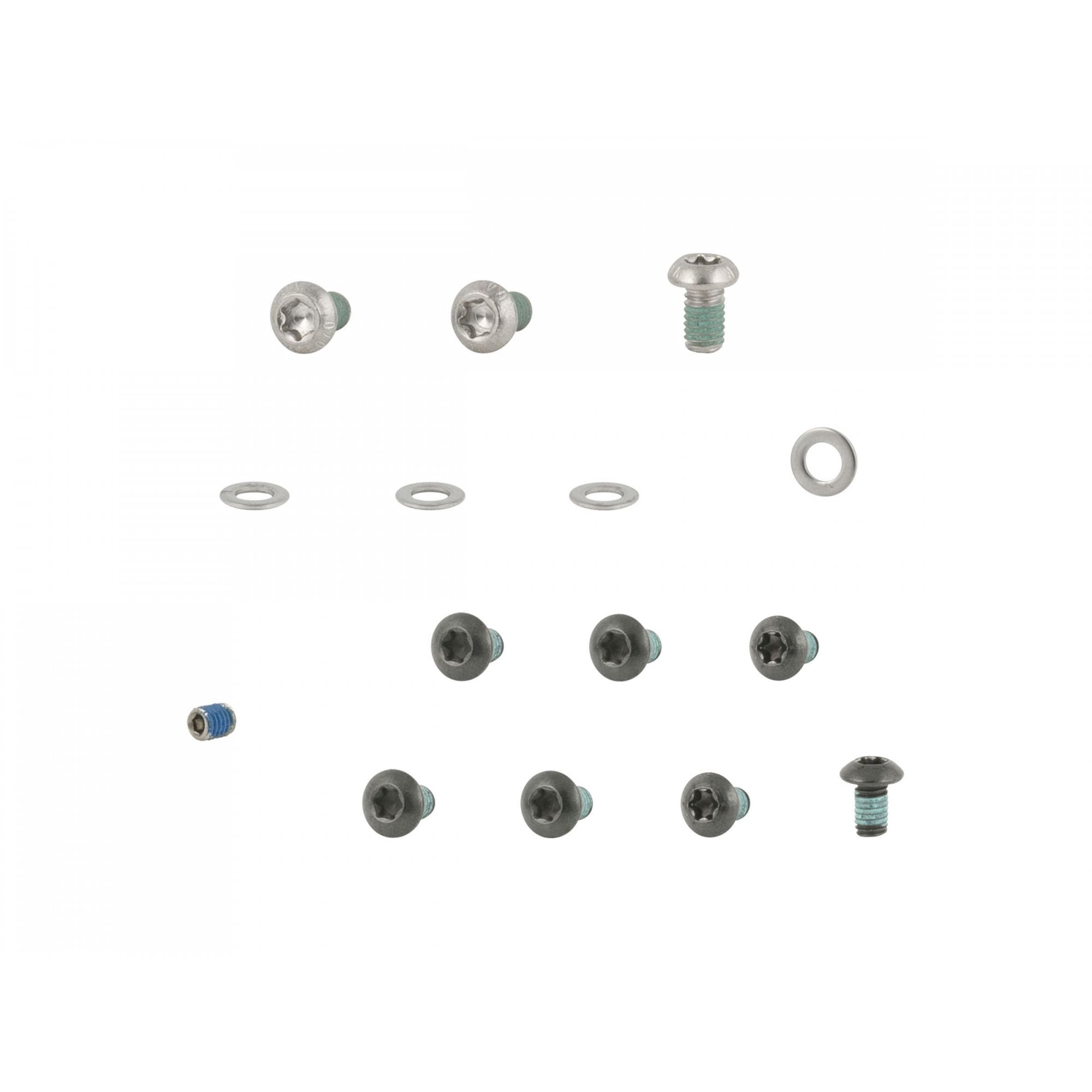 Trek Fetch+ 4 chainguard assembly hardware kit in black for e-bike components, showing various metal mounting parts.