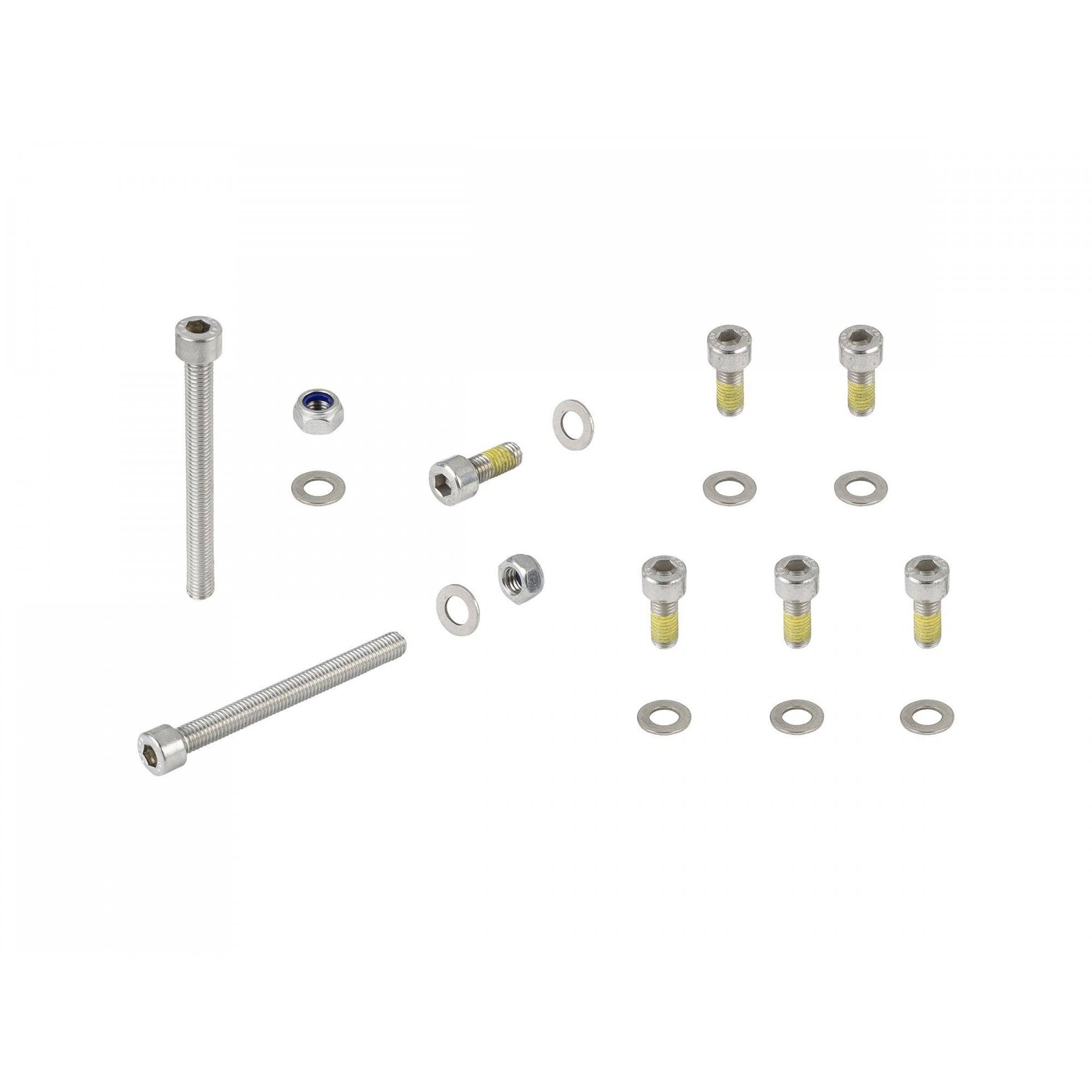 Trek Fetch+ 4 front steer cable mount hardware kit in chrome with M8 x 20mm bolts, designed for e-bike components.