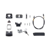 Black Trek Fetch+2 Range Extender Mounting Kit for e-bikes, universal fit, showing mounting hardware and components.
