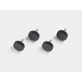 Trek black thumb screws pack of 4, tool-free fasteners for Trek bike components, shown in close-up with a black finish.