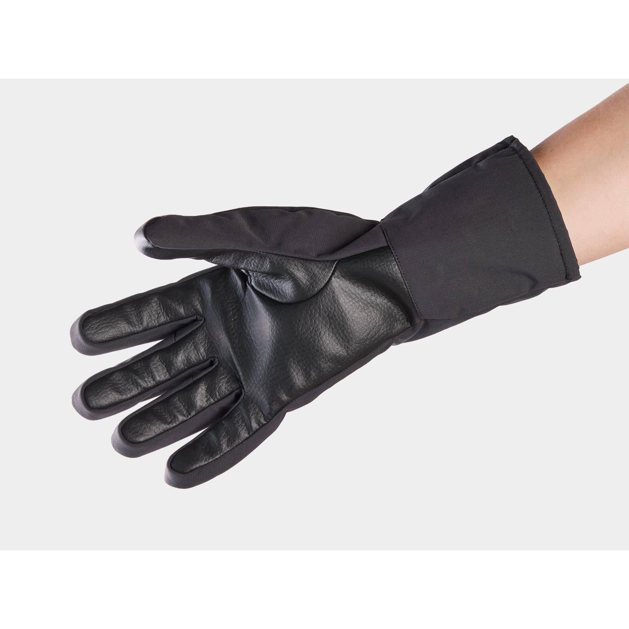 Trek Circuit Windshell cycling gloves showing lightweight wind-resistant fabric and snug fit for bike riding.