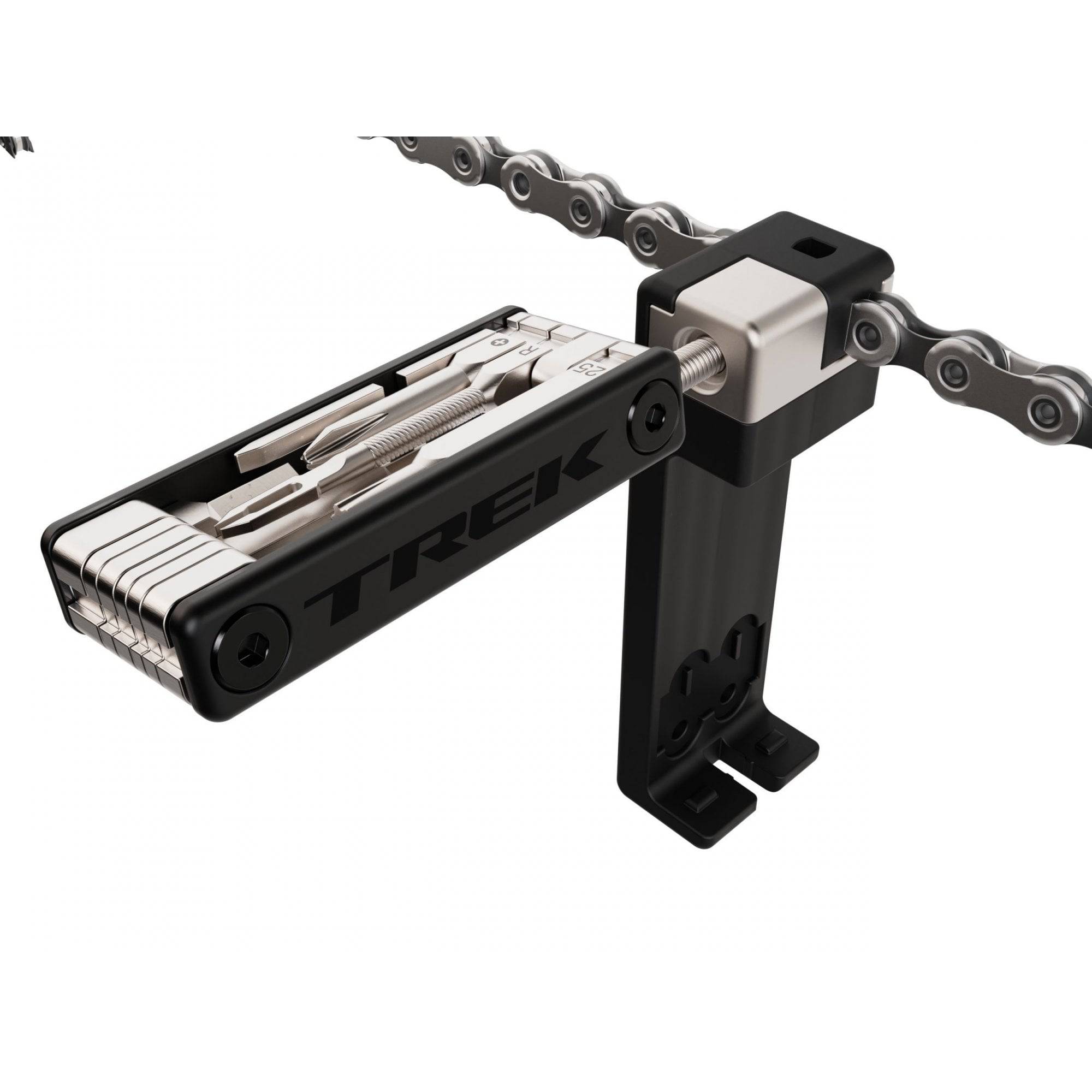 Trek Pro BITS multi-tool in black with 18 functions, compact and durable workshop tool for bike maintenance and repairs.