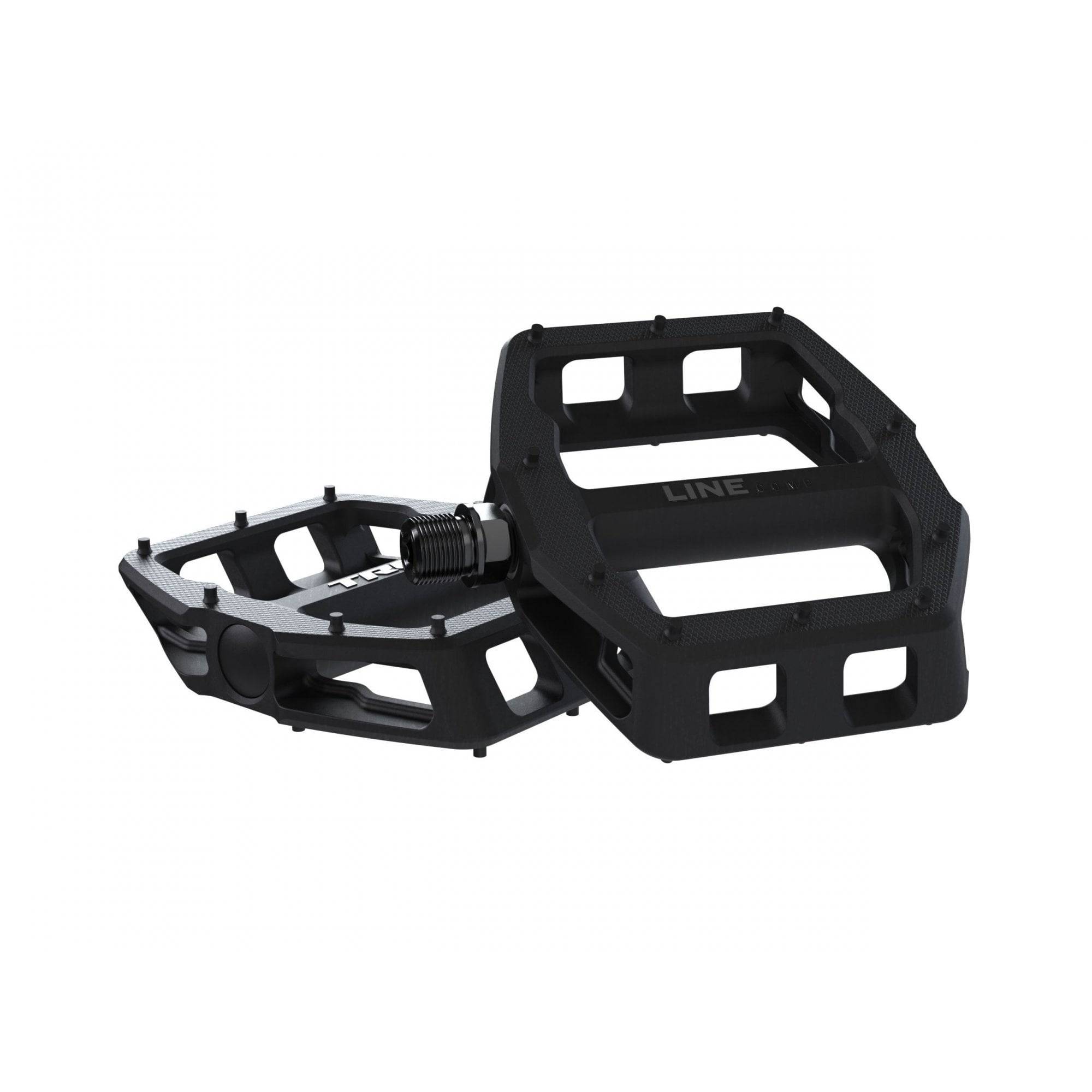 Trek Line Comp flat bike pedal set with durable construction, superior grip, and stability for mountain and road cycling.
