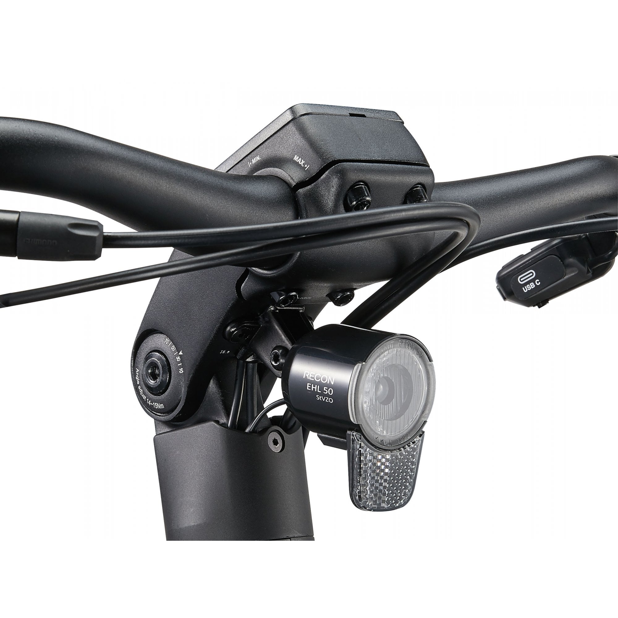 Giant AnyTour E+ 3 e-hybrid bike with SyncDrive motor and Ride Dash Evo display, shown from side view on a trail.