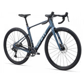 Giant Revolt Advanced 1 gravel bike with adjustable wheelbase and integrated storage compartment, featuring lightweight frame and rugged tires.