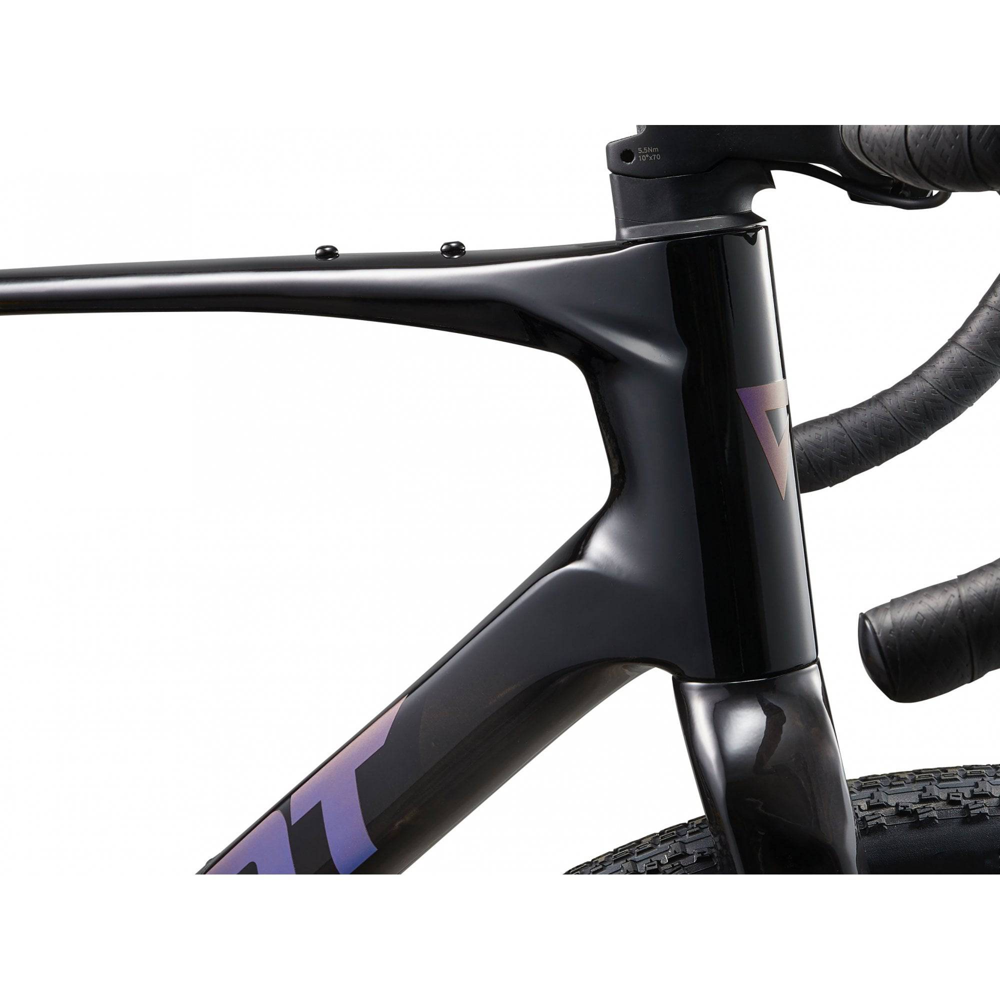 Giant Revolt Advanced 2 gravel bike with adjustable wheelbase and integrated storage, shown with sleek frame and off-road tires.