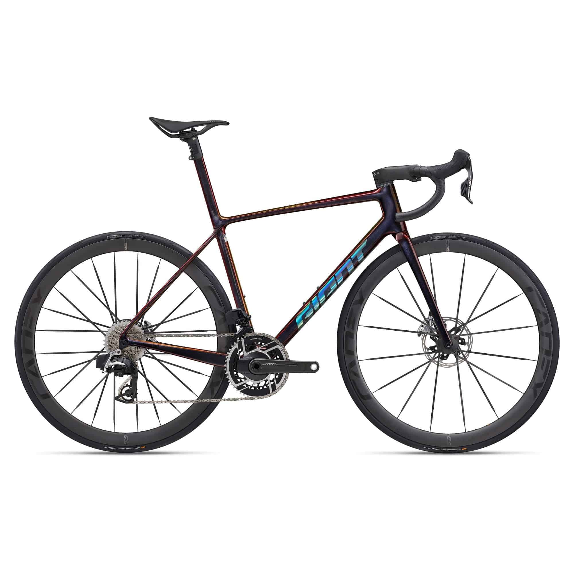 Giant TCR Advanced SL 0 road bike with lightweight frame and SRAM Red eTap AXS electronic groupset, ready for high-performance cycling.