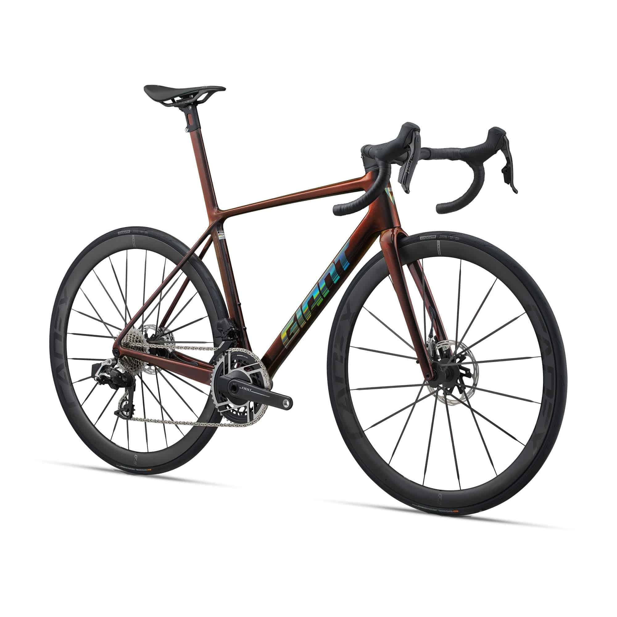 Giant TCR Advanced SL 0 road bike with SRAM Red eTap AXS electronic groupset, black and red frame, and aerodynamic design.
