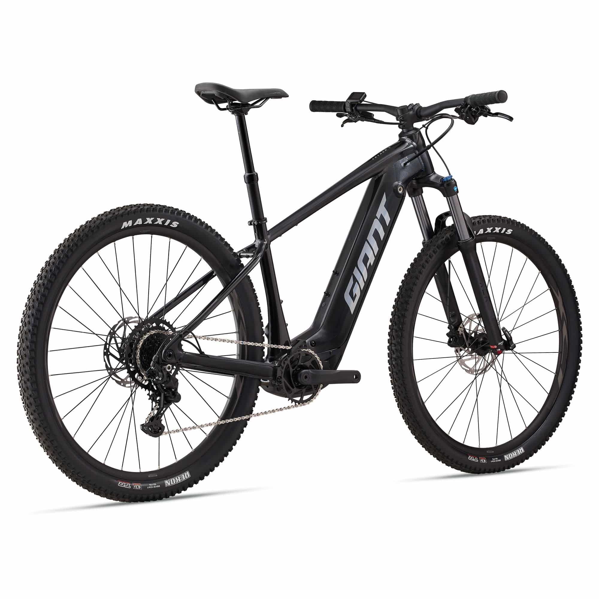 Giant Fathom E+ 2 e-mountain bike with 75Nm torque and 625Wh battery, shown outdoors on rugged trail.