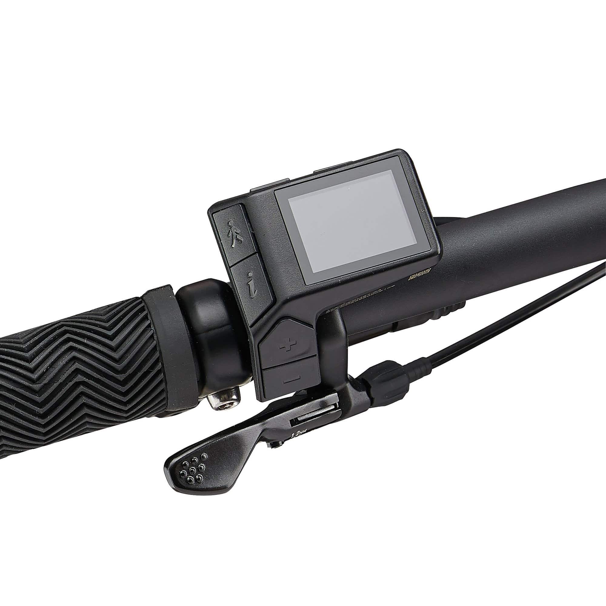 Giant Fathom E+ 2 e-mountain bike with 75Nm torque and 625Wh battery, shown on rugged trail with rider in mountain gear.