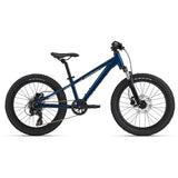 Giant STP 20 FS kids bike with suspension fork and disc brakes, suitable for trail and street riding, shown in a close-up view.