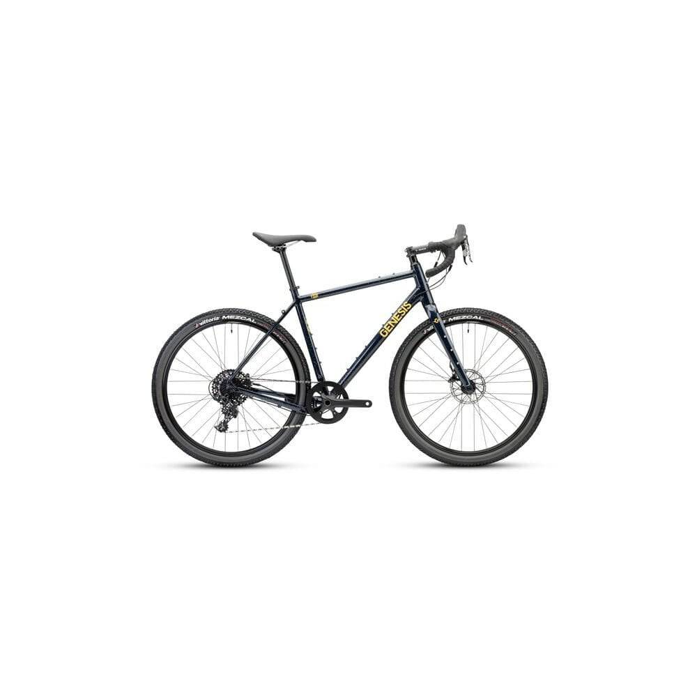 Genesis Fugio 30 gravel bike with SRAM Apex 1x11 drivetrain and hydraulic disc brakes, featuring rugged tires and lightweight frame.