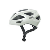 ABUS Macator Pearl White M cycling helmet with sporty design and ventilation for comfortable outdoor riding.