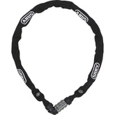 ABUS Chain Lock 1200/110 Web Black with combination lock, hardened steel bicycle security accessory shown in the image.