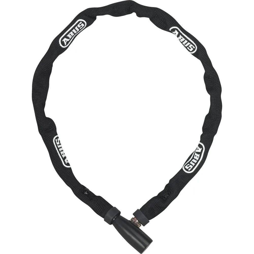 ABUS Chain Lock 1500/110 Web Black for bike security, with quick click-shut design and durable metal chain, accessory for bike safety.