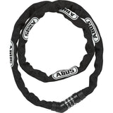 ABUS Steel-O-Chain 4804C/110 BK bike lock with black steel chain and combination lock for bicycle security.