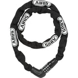 ABUS 5805C/110 BK steel bike chain lock with durable number reels, showing the chain and lock mechanism in black.