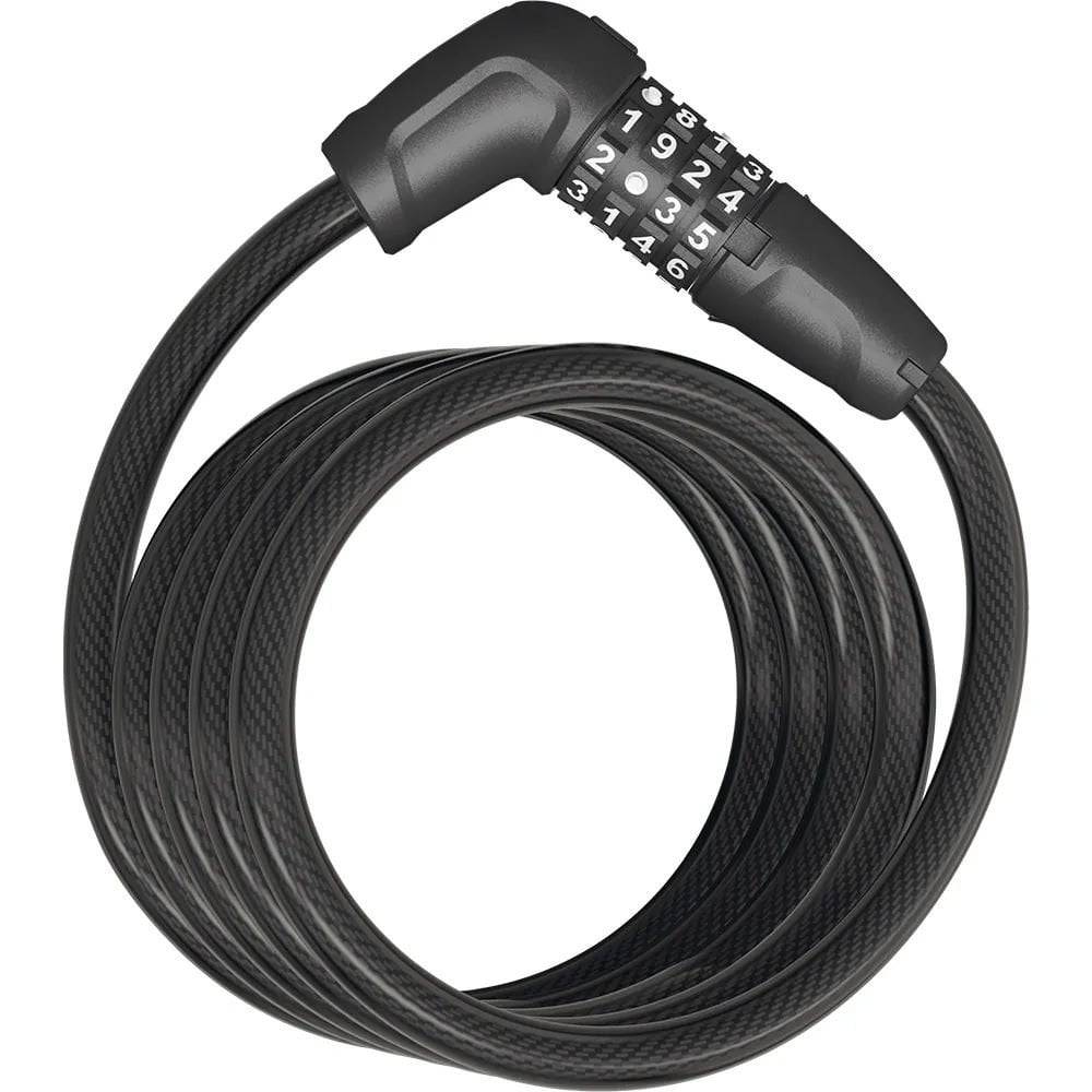 ABUS Coil Cable Lock 6512C/180 BK SCMU Tresor, adjustable 4-digit bike lock with black coil cable and secure locking mechanism