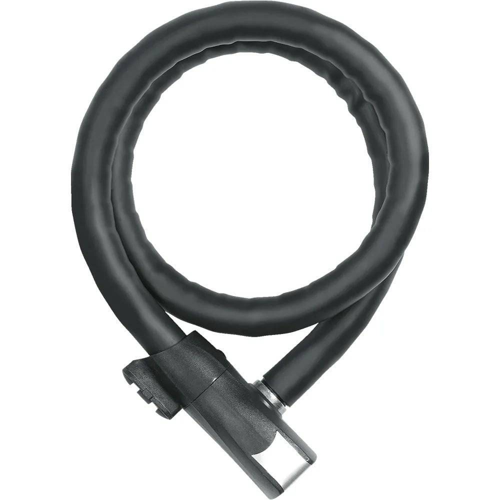 ABUS Steel-O-Flex 860/85 QS RBU Centuro coil bike lock with hardened steel sleeves, black and silver, coiled for security accessories