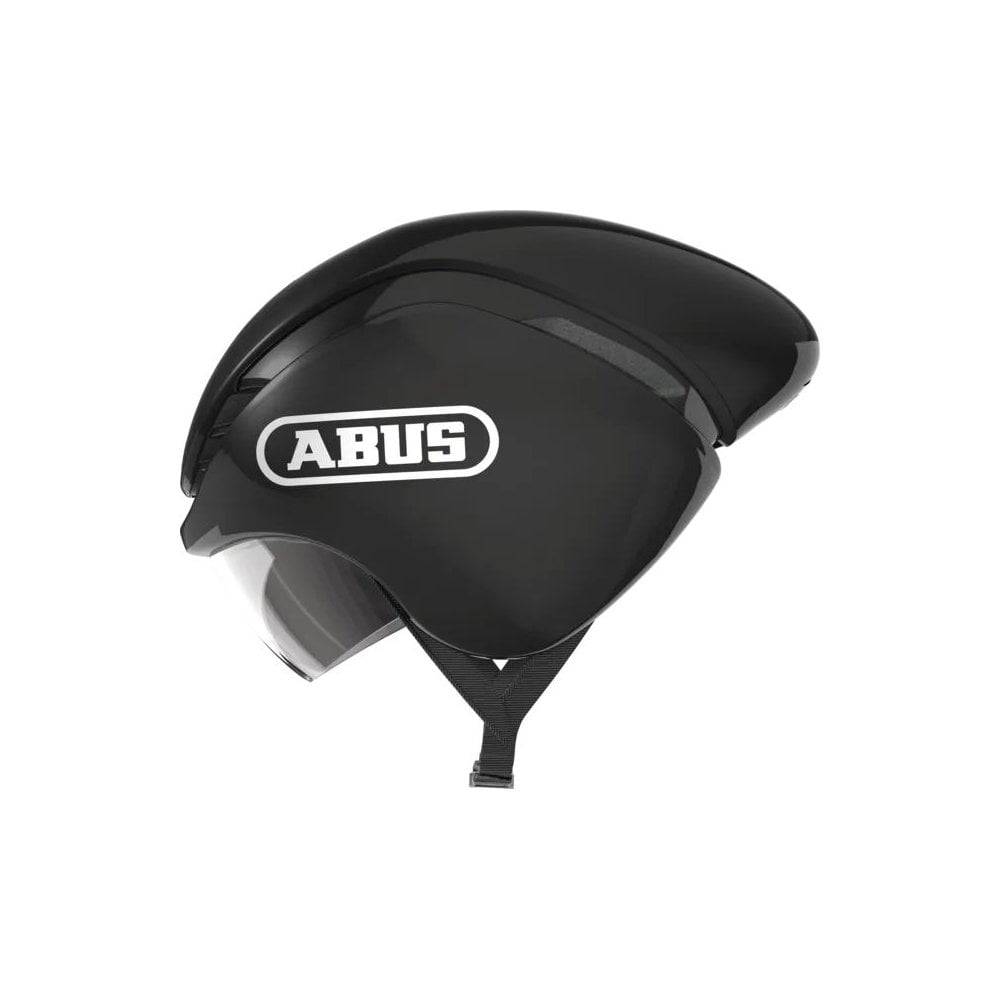 ABUS GAMECHANGER triathlon helmet with aerodynamic design for cycling, time trials, and track racing, shown from front angle.
