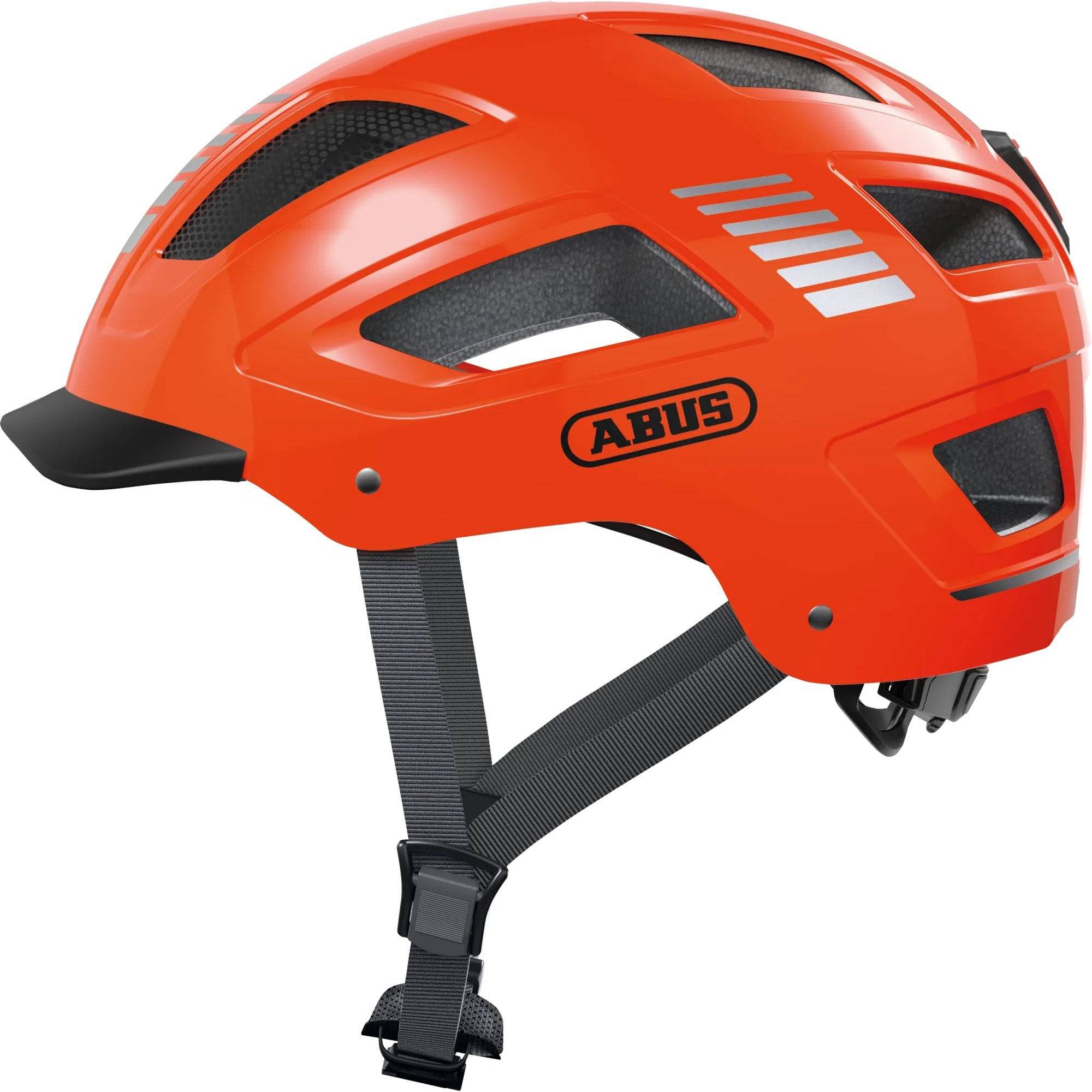 ABUS Hyban 2.0 urban cycling helmet with ventilation and adjustable fit, shown in a sleek design for urban riders.