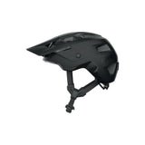 ABUS MODROP mountain bike helmet with adjustable visor and secure fit system, shown from side view on a rider.