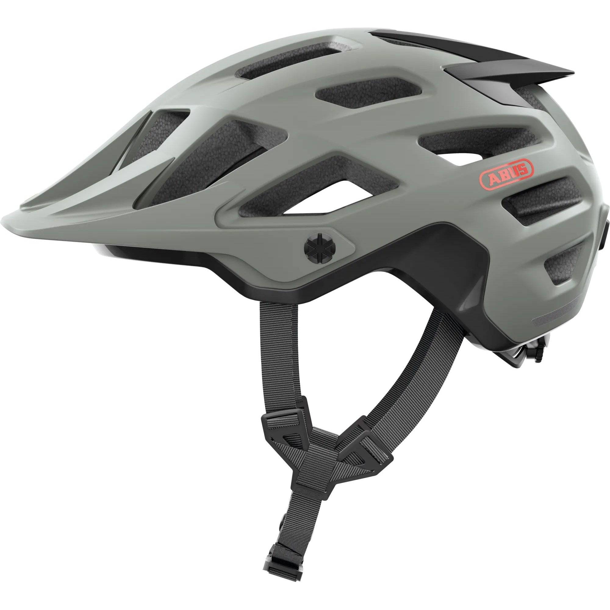 ABUS Moventor 2.0 mountain bike helmet with advanced ventilation and Zoom Ace fit system, shown on a rider.