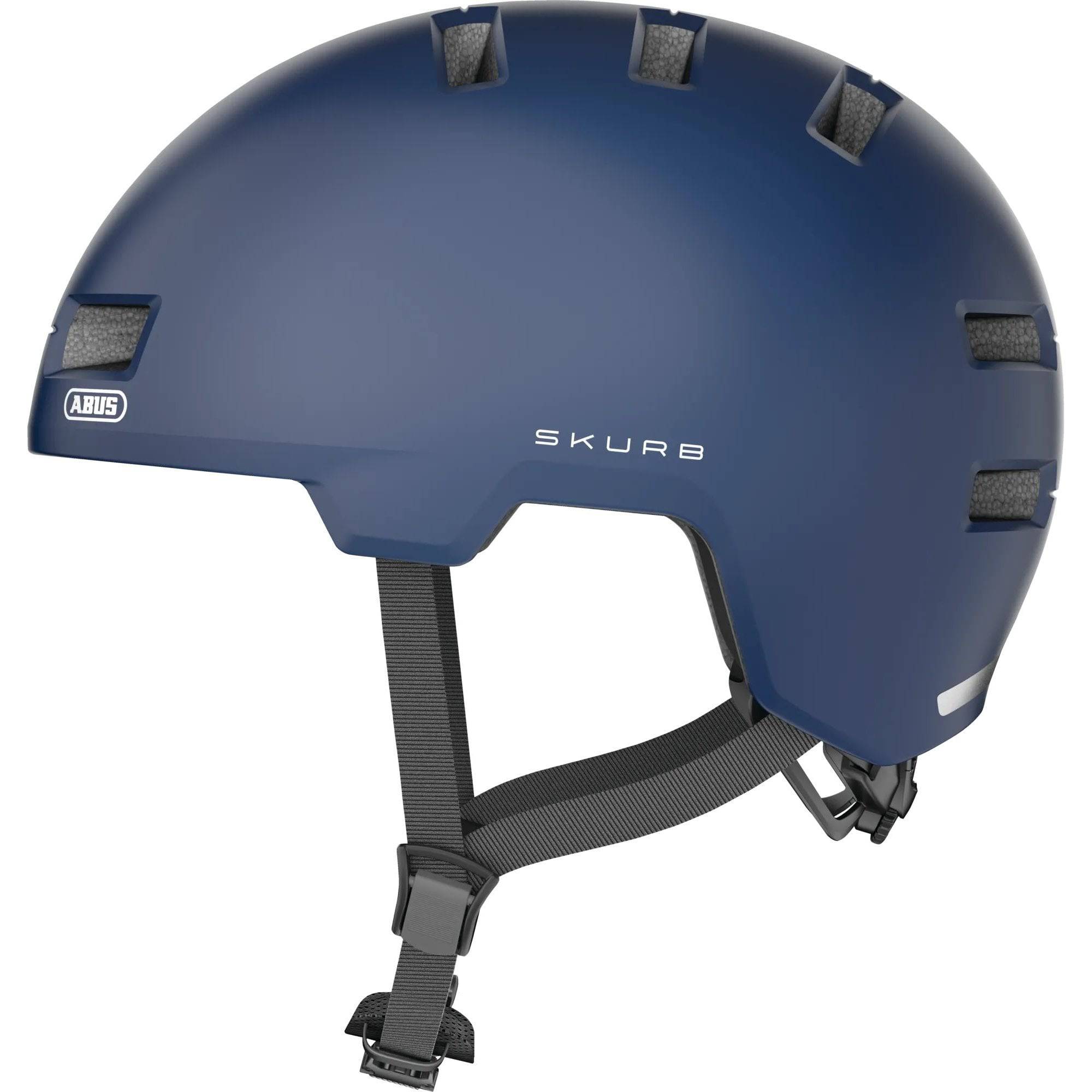 ABUS Skurb helmet for urban sports and commuting, lightweight protective helmet with adjustable straps and ventilation.