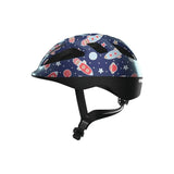 ABUS Smooty 2.0 toddler helmet with adjustable straps and ventilation, designed for child seat cycling safety and comfort.