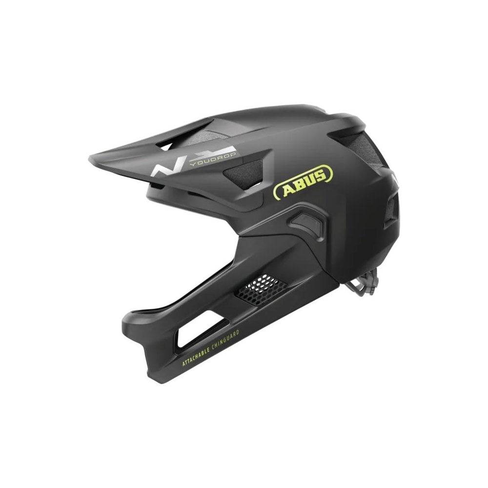 ABUS YOUDROP FF kids full-face MTB helmet with removable chin guard and ventilation for safe mountain biking.