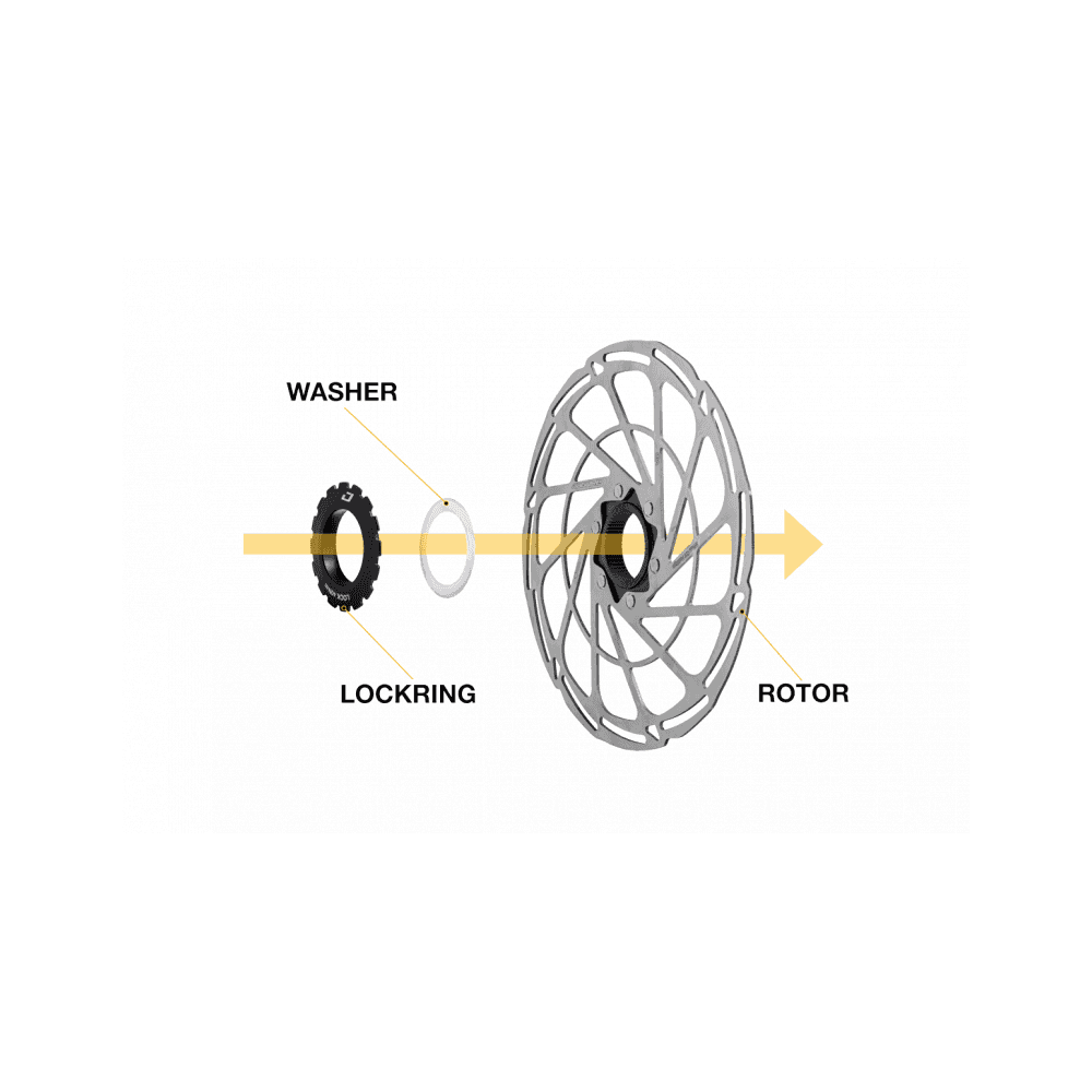 Jagwire silver 0.2mm centerlock rotor shims for brake alignment, 10 pack, cycling bike components.
