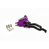Hope Tech 3 Duo master cylinder components for braking system, including spares and accessories, with visible metal parts and branding.