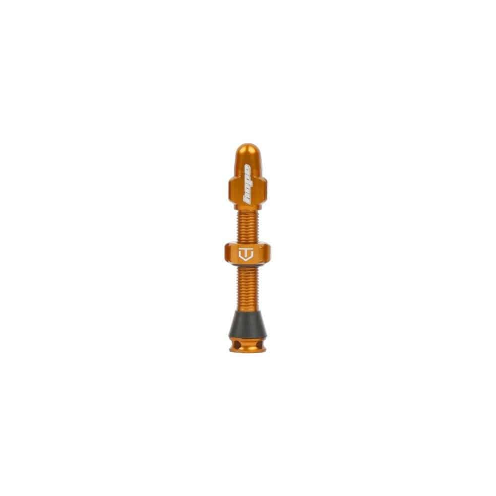 Hope tubeless valve with removable Presta core for tubeless wheel setup, component for bicycle wheels.