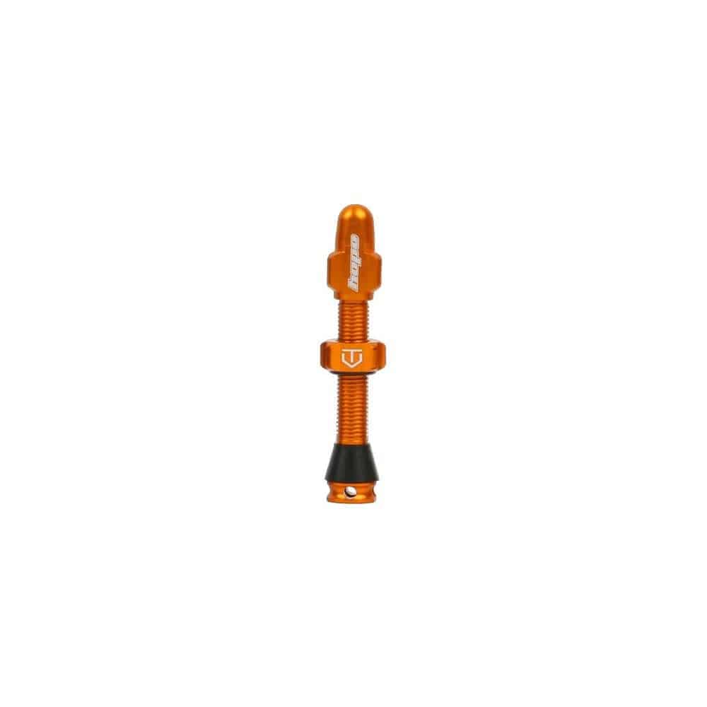 Hope tubeless valve with single Presta valve core for removable tubeless wheel setup, component for bicycle tire maintenance.